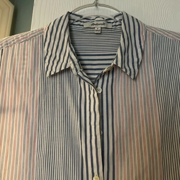 Madewell Striped Red, White and Blue Shirtdress Size Small Like New - Picture 2 of 5